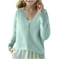 thumbnail image 2 of FamilyThread Girls Button-up Cardigan with V-Neck Cotton Knit Sweater Casual Outerwear For 6-15Y, 2 of 3