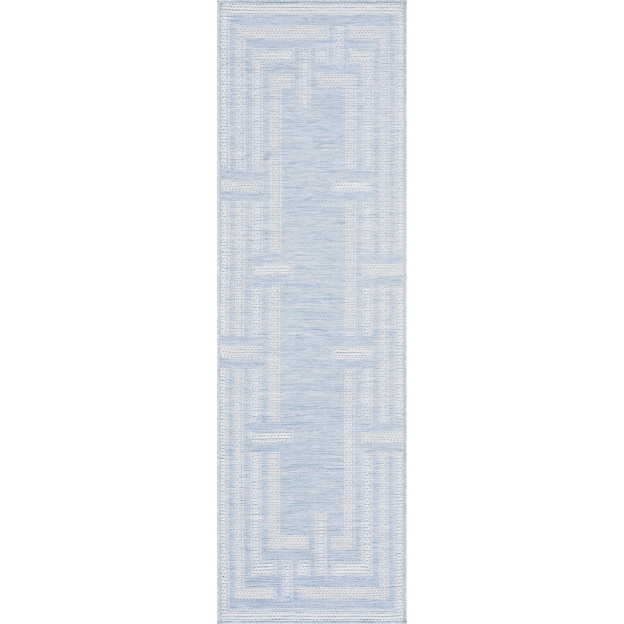 Bliss Rugs Bailey Transitional 2' x 7' Aqua and White Indoor Outdoor Area Rug