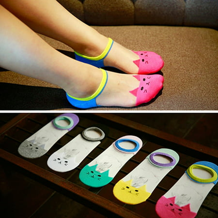 

Women\ s Fashion Transparent Boat Socks Lovely Cat Shallow Summer Invisible Sock