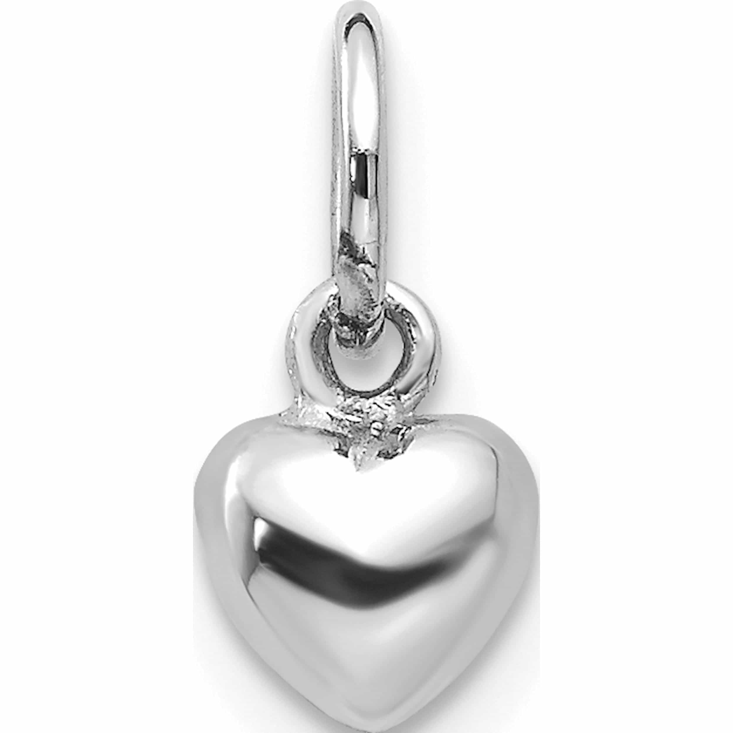 14k Gold Solid Polished Plain Puffed Heart Charm New Pendant Yellow Gold