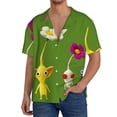 thumbnail image 7 of Lsque Pikmin print Men's Cuban Collar Short Sleeve Shirt Summer Beachwear Casual Button Down Fashionable Vacation Leisure Shirt-Small, 7 of 7