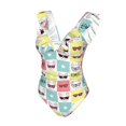 thumbnail image 4 of Yiaed Cute French Bulldog Print Women's Ruffled One Piece Swimsuit V Neck Swimwear Slimming Monokini for Woman-Small, 4 of 8
