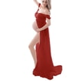 thumbnail image 4 of serony Robe de Maternité pour Photographie Épaules Dénudées Robe en Chiffon Maxi Grossesse Longues Robes pour Séance Photo Femmes Rouge m, 4 of 9