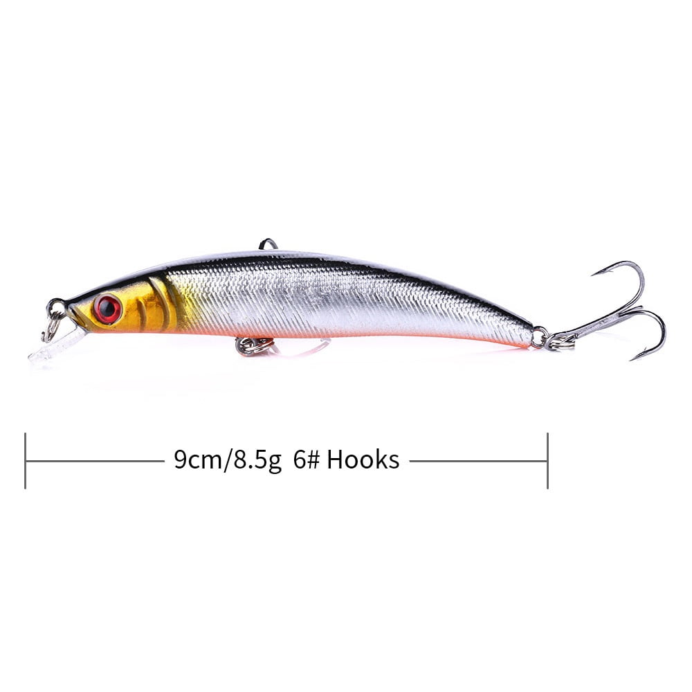 5PC High Quality Imported Artificial Lures 1/2 Half Water 9 cms 8.5 grams Fishing lures Golden Black Bass