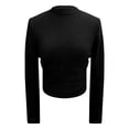 thumbnail image 5 of Yuhangmm Womens T Shirts Women's Solid Knit Pleated Side Long Sleeve Tee for Everyday Comfort and Fit Black M, 5 of 6