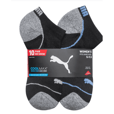 PUMA Ladies' No Show Sock, 10-pair (Black New Colour)