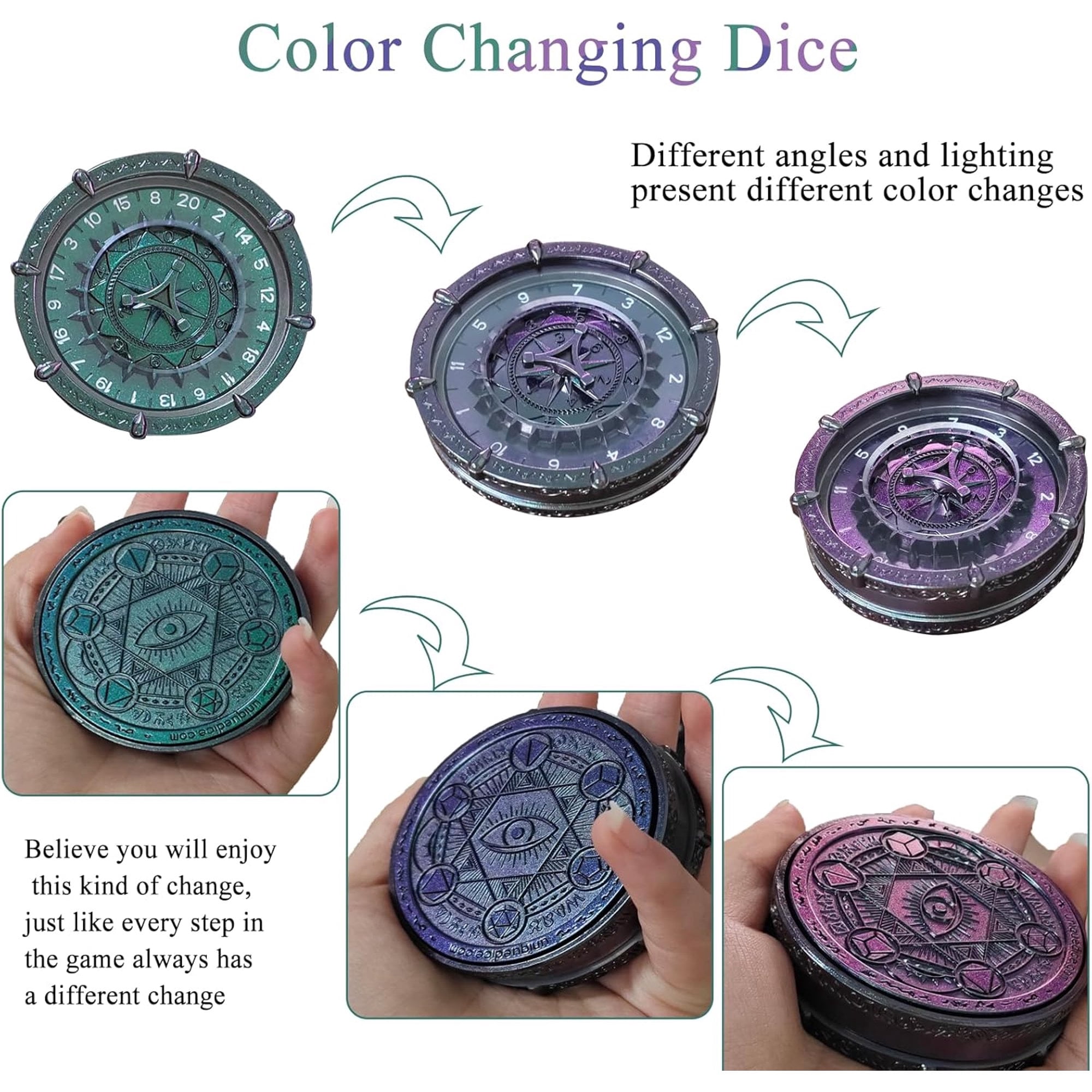 Random King Metal DND Dice Spinner for Pathfinder MTG RPG Board Games,Adult