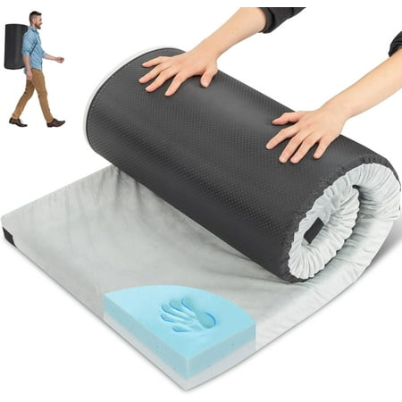 MarketLane Sleeping Pad Portable Camping Mat CertiPUR-US Memory Foam Camping Mattress Roll Up Floor Bed for Tent Cot Truck Car Outdoor Travel w/Portable Bag Gray 75 x 25 x 2.5