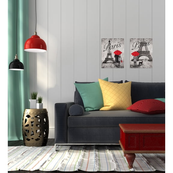 Gango Home Decor Strolling in Paris Eiffel Tower Wall Art; Two Black & White 11x14in Unframed Paper Prints