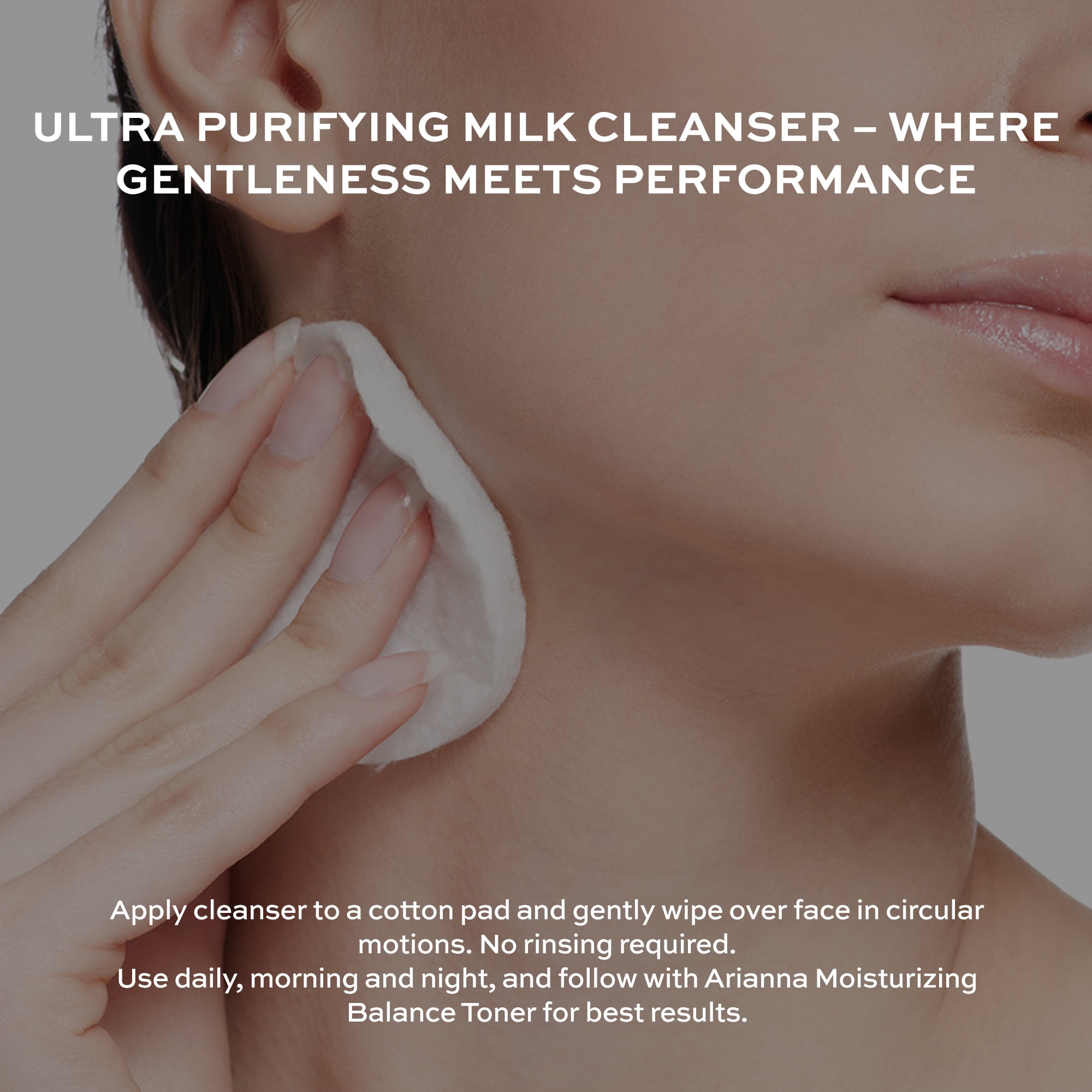 Arianna Skincare Milk Cleanser, Ultra Purifying Moisturizing Face Wash, 8.7 fl oz
