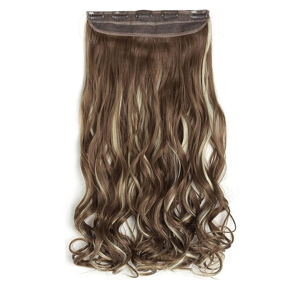 20" Curly 3/4 Full Head Synthetic Hair Extensions Clip On/in Hairpiece