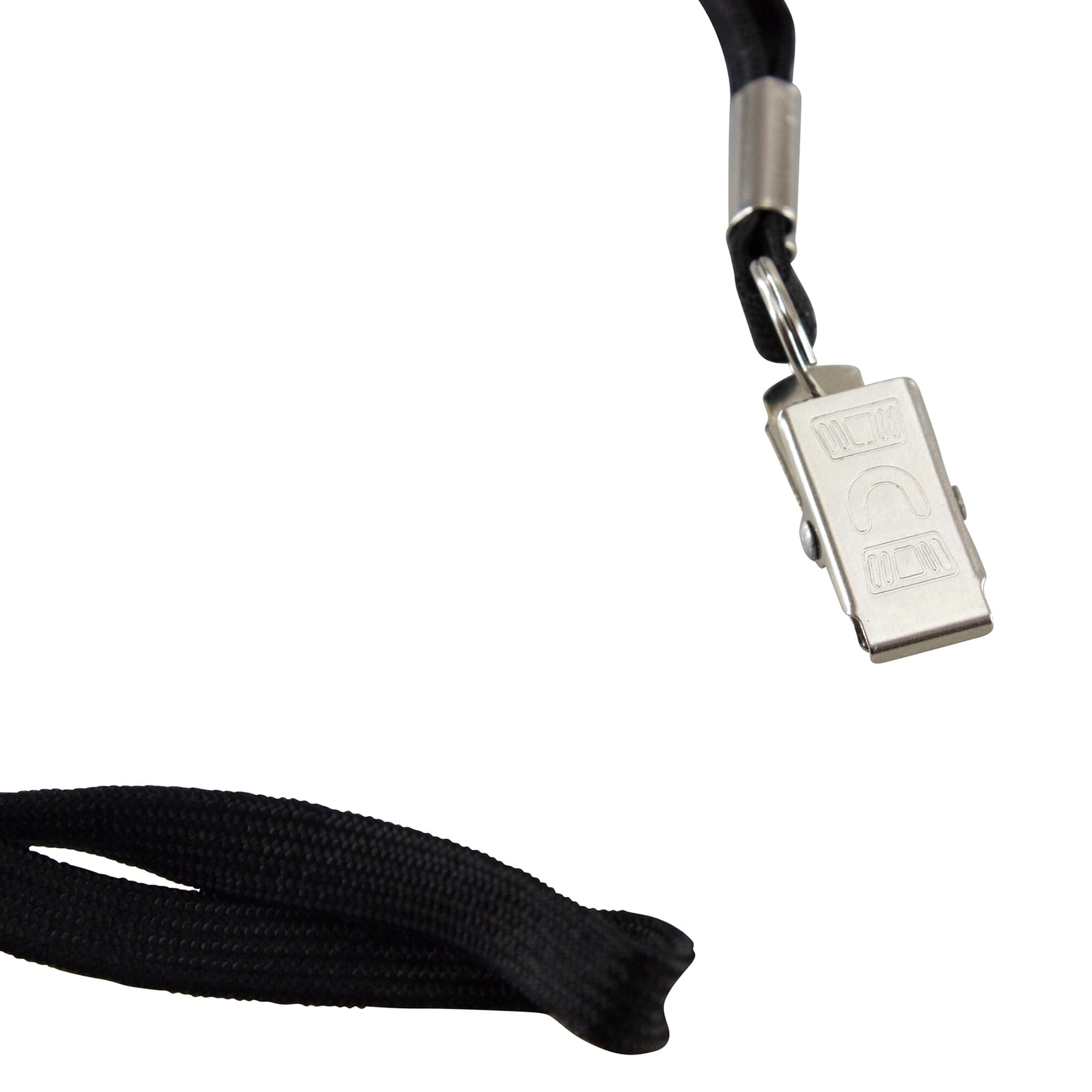 SICURIX Flat Lanyard with Bulldog Clip, Black, Pack of 100