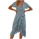 thumbnail image 1 of Vestido de manga corta con estampado de cuello en V informal con volantes de verano para mujer a la moda Fridja qw6739, 1 of 8