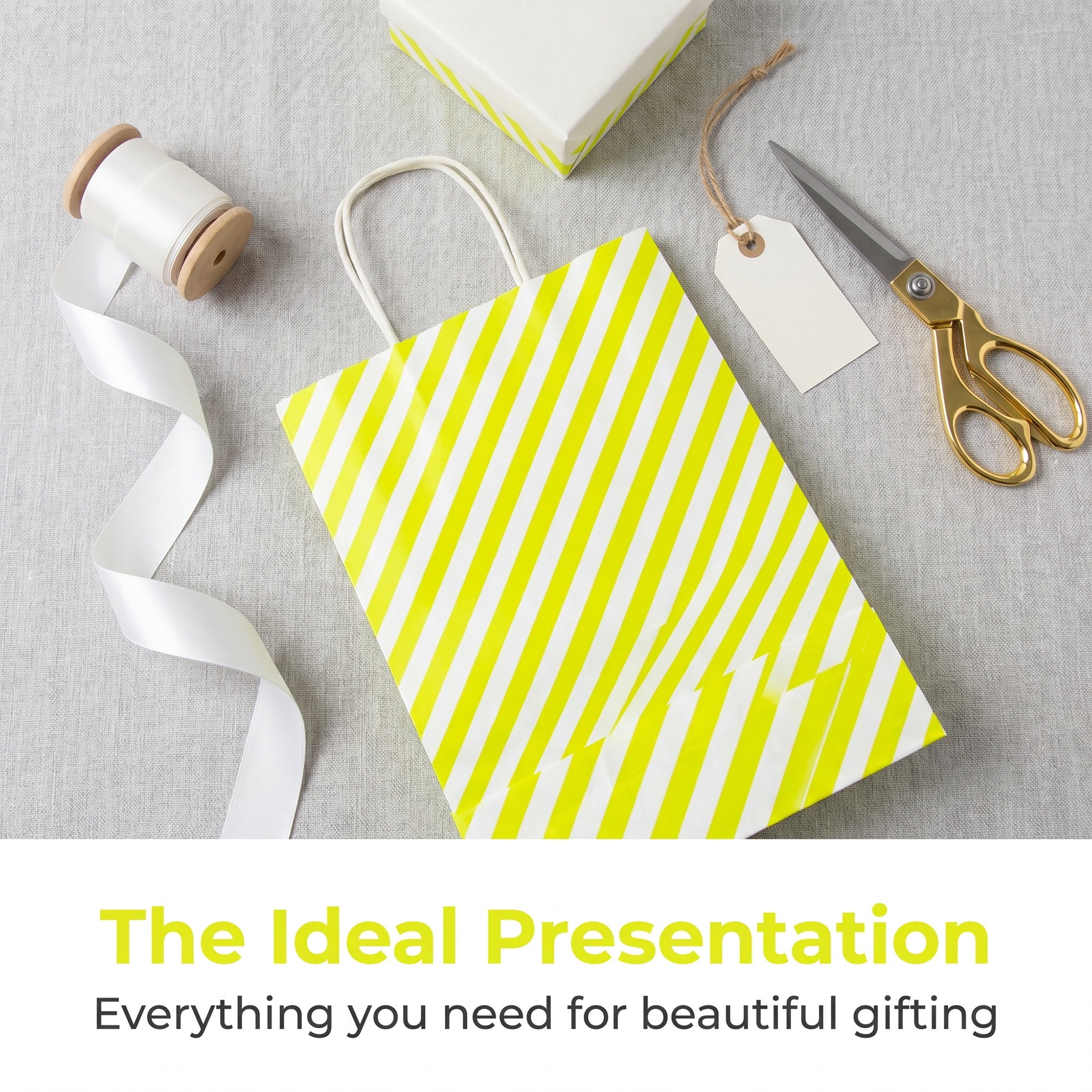 Unique Bargains 6Pcs Diagonal-stripe Gift Bag with Handles Green 6.3" x 3.1" x 8.7"