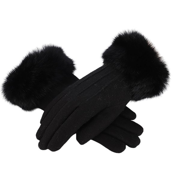Women's Winter Warm Touchscreen Gloves, Fleece Lined Thermal Gloves with Soft Furry Cuffs, Double Thick Cold Weather Gloves for Outdoor Activities, Screen Operation Ski Gloves for Smartphone Use