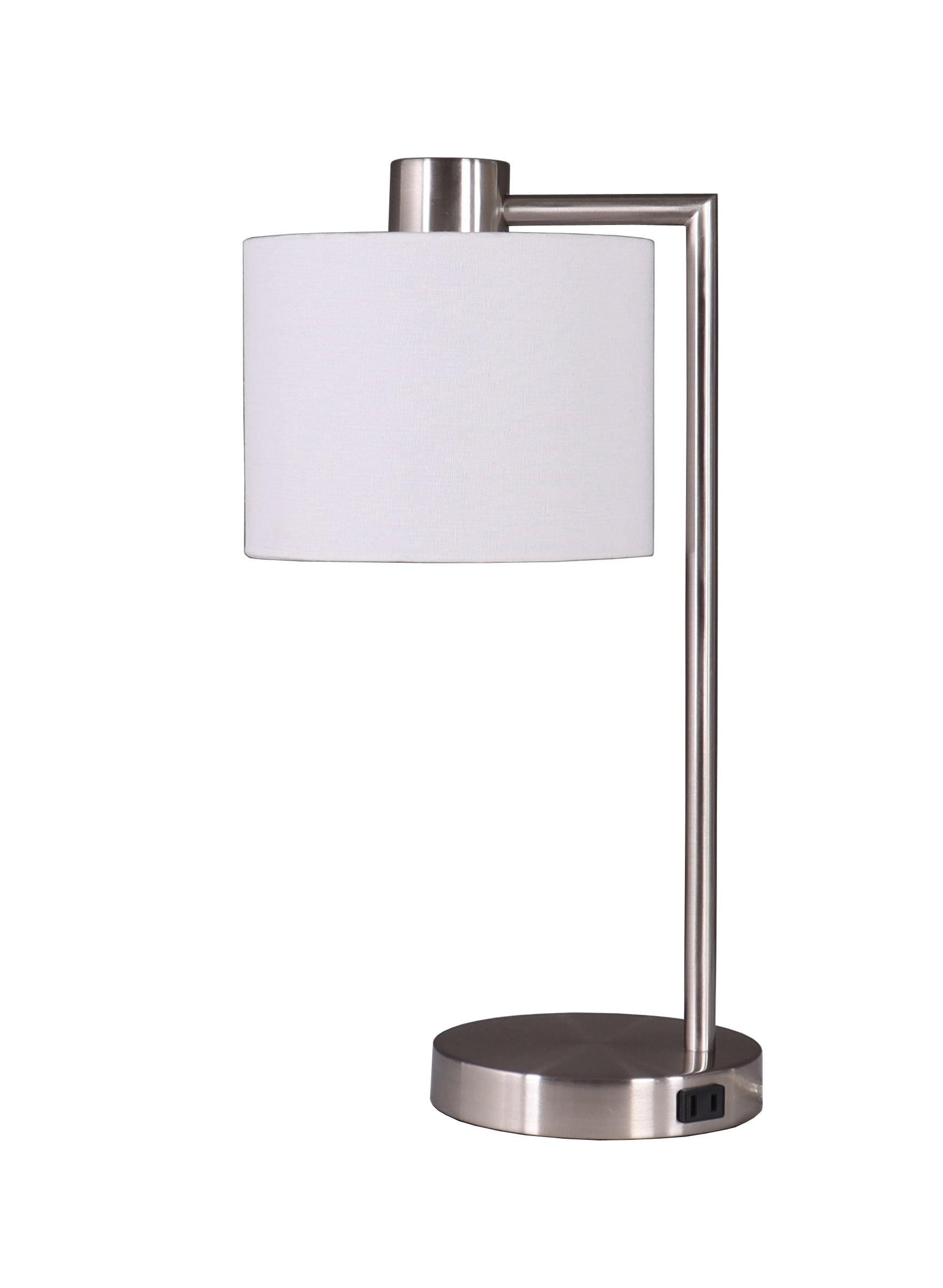 (2 pack) Better Homes & Gardens 18" Silver Metal Table Lamp with Fabric Hardback Shade