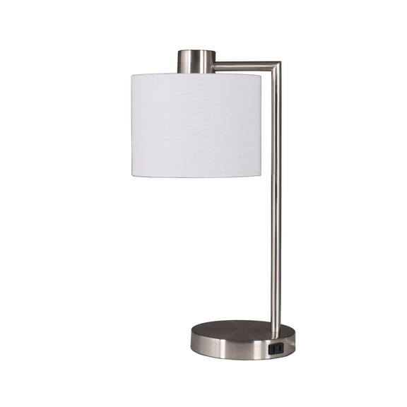 Better Homes & Gardens 18" Silver Metal Table Lamp with Fabric Hardback Shade