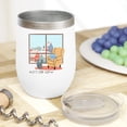 thumbnail image 2 of Let's Stay Cozy, Hand Drawn Snow or Winter Season Art Merch Gift, White 12oz Wine Tumbler, 2 of 5