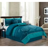 7 Piece Comforter set Teal Blue Reversible Bed In a Bag with accent pillow Prestige Collection bedding- 21069 (Queen)â€¦
