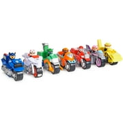 PAW Patrol, Moto Pups Rocky’s Deluxe Pull Back Motorcycle Vehicle with Wheelie Feature and Figure