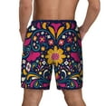 thumbnail image 3 of Kdxio Cinco De Mayo Floral Print Men'S Swim Trunks With Compression Liner 7 Inch Inseam Quick Dry Swim Shorts, 3 of 7