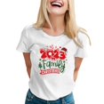 thumbnail image 3 of Gibobby Camiseta Navideña De La Mujer Camiseta de manga corta con cuello redondo y estampado de Navidad para mujer(Blanco,CH), 3 of 5
