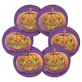 thumbnail image 2 of Haosy Set of 6 Drink Woven Coaster with Holder Heat Resistant Non-Slip Bar Coasters 4 Inches Halloween Evil Pumpkin, 2 of 7