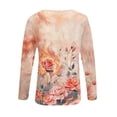 thumbnail image 5 of Blmnix Orange Sports Tops for Women Floral Early Fall Women Polo Shirts for Work Athleisure Long Sleeve V-Neck Tops, 5 of 5