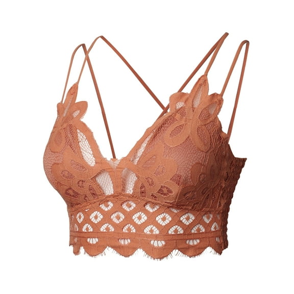FashionOutfit Women's Sexy Floral Lace Crochet Adjustable Spaghetti Strap Bralette