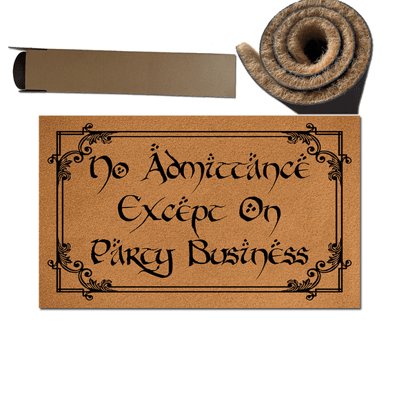 No Admittance Except On Party Business Doormat Funny Doormat Welcome Front Door Mats for Enterway Mat Non Slip Resist Dirt Entry Rugs for Entrance Anti-Slip PVC Backing 17.5" x 29.5"