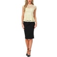 thumbnail image 2 of INSPIRE CHIC Women's Lace Floral Crochet Round Neck Sleeveless Peplum Blouse Top XS Beige, 2 of 6