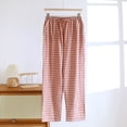 thumbnail image 2 of BRGZLK Womens Pants Striped Wide Leg Drawstring Checkered Elastic High Waisted Lounge Pajama Pants Cute Casual Trousers with Pockets, 2 of 7