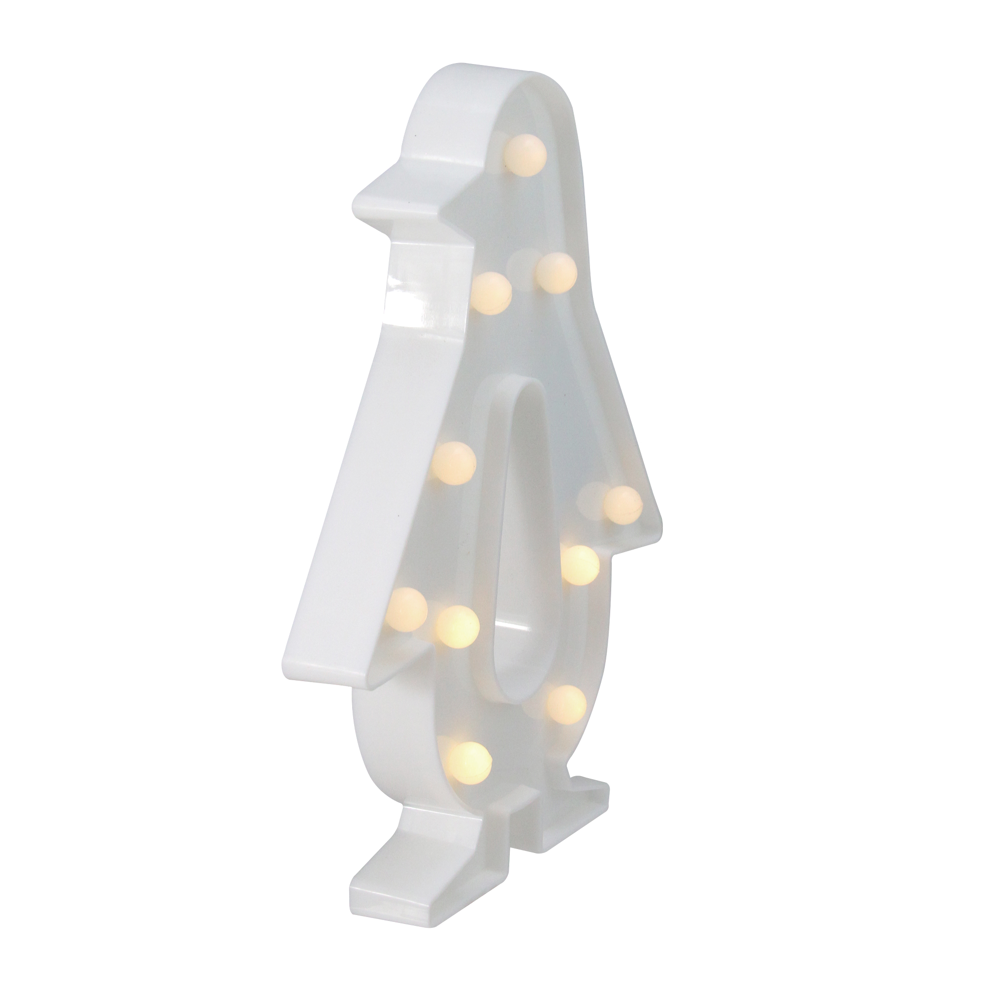 10.25" Battery Operated LED Lighted White Penguin Marquee Sign