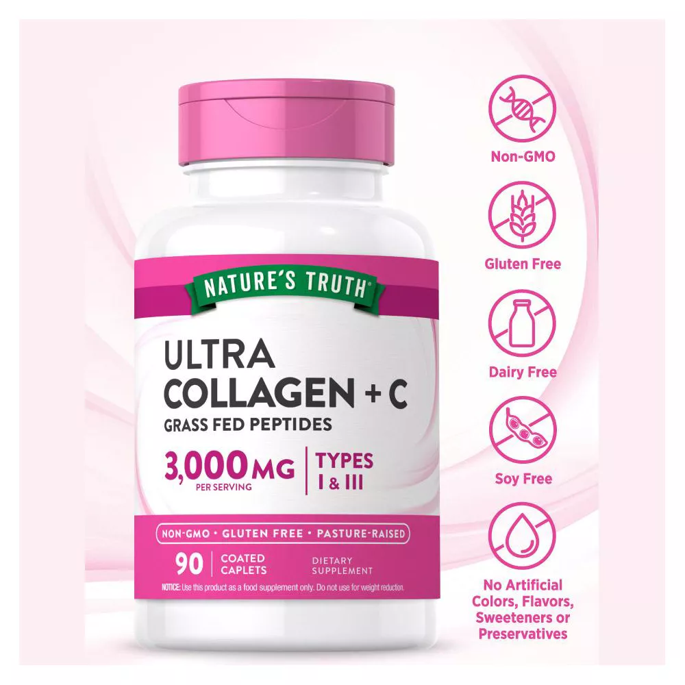 Nature's Truth Hydrolyzed Collagen Dietary Supplement Caplets, 90 Ea (Pack of 3)