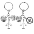 thumbnail image 1 of 2pcs Zinc Alloy Creative Keyrings Pendant Graduation Compass World Map Key Rings, 1 of 6