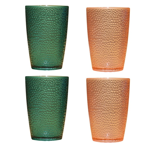 Unbreakable Drinking Glasses Set of 4 Plastic Cups Stackable for Juice, Beverages, Drinks