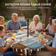 thumbnail image 3 of Round Outdoor Tablecloth with Umbrella Hole and Zipper, Blue Beige Brown Vintage Tablecloth with Elastic Waterproof, Retro Farmhouse Elegant Pastoral Patio Table Covers for 31" - 35" Pool Tables, 3 of 9