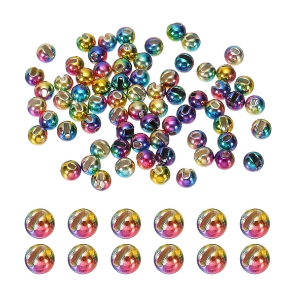 Uxcell Fly Tying Tungsten Beads, 70 Pcs 6.4mm / 0.25 Inch Tungsten Slotted Round Ball Bead for Fly Tying Jig Hooks, Colorful