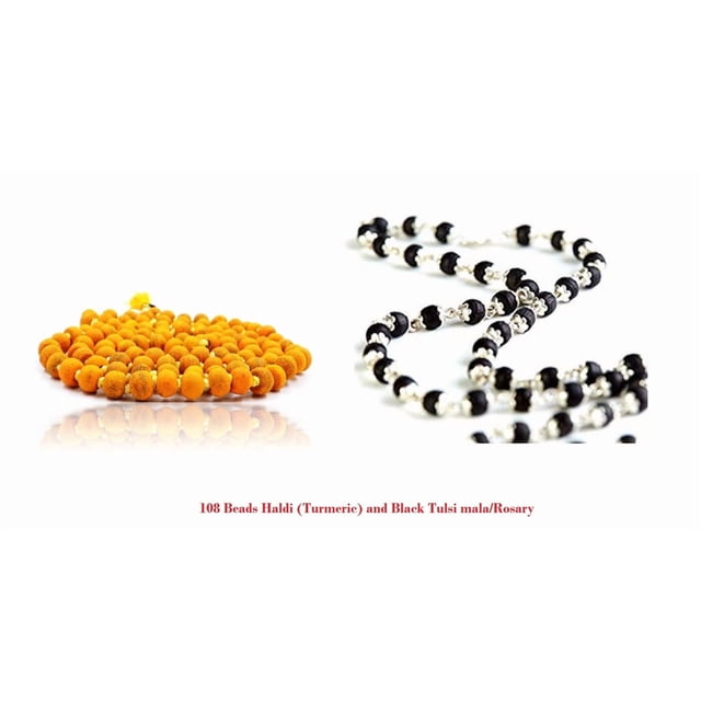 Kamada Combination of 108 Manka(beads) Haldi(Turmeric) mala and Black Tulsi mala,Spritual Necklace/rosary for Women and Men