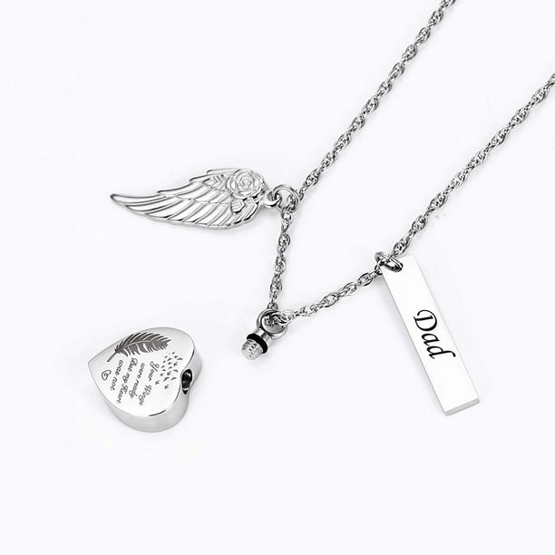 Memorial Urn Necklace for Ashes for Men for Dad Simple Cremation Jewelry for Human Ashes for My Dad Waterproof Ashes Keepsake Locket with 22 2