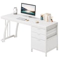 thumbnail image 2 of Fnova 59'' Computer Desk, Home Office Writing Table with 3 Reversible Drawers, Industrial File Storage Desk, Sturdy Metal Frame with Adjustable Feet, for Home Office & Study, 2 of 12