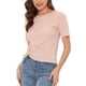 thumbnail image 4 of Camiseta corta de verano con cuello redondo y manga corta para mujer Inspire Chic, nudo retorcido, XS, rosa, 4 of 6