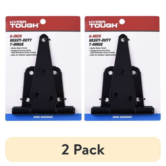 (2 pack) Hyper Tough 6-Inch New Heavy Duty Tee Hinge, Black, 1 Piece