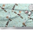 thumbnail image 2 of Soimoi Green Cotton Duck Fabric Text & Coffee Maker Kitchen Decor Fabric Printed Yard 42 Inch Wide, 2 of 3