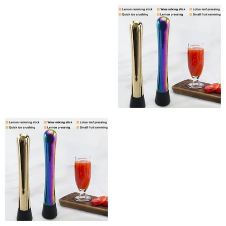 

Widealiff 2pcs Stainless Steel Cocktail Muddler Ice Crusher Wine Mixing Stick for Bars Catering Home Golden