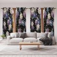 thumbnail image 6 of Country Flowers Kitchen Curtain for Berdoom Living Room Cafe 72 Inch Length, Botanical Purple Blue Floral Black Tiers Curtains Light Filtering Drapes Rod Pocket Window Treatment 2 Panels 52"Wx72"L, 6 of 8
