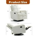 thumbnail image 2 of Lovableguy Modern Swivel Recliner Chair,Velvet Manual Button Nursery Glider Reclining Chair with Footrest,Comfy Upholstered Rocking Chair Living Room,Bedroom,White, 2 of 8