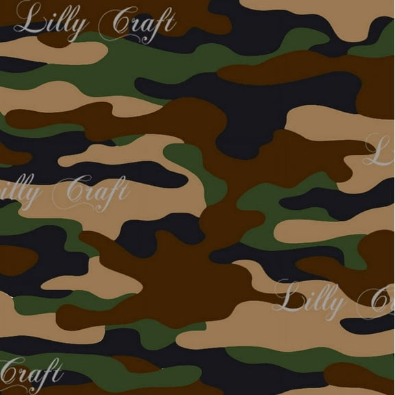 Lilly Craft Camouflage Dark Green Cotton Jersey Fabric - SLIGHT STRETCH Sold by They Yard - 58" / 59"