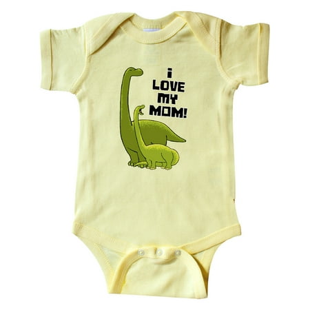 

Inktastic I Love my Mom with Baby and Mommy Brontosaurus Gift Baby Boy or Baby Girl Bodysuit