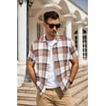 thumbnail image 3 of COOFANDY Mens Short Sleeve Button Down Shirt Plaid Button Up Shirts Casual 75% Cotton Work Shirts, 3 of 7